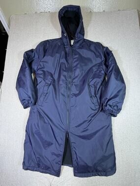 Adoretex Womens Medium Blue Long Parka Zip Front Hooded Jacket Insulated Winter
